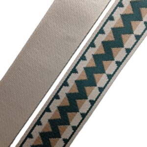 50mm väskband med zig-zag mönster i petrol och beige