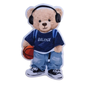 4. Laglapp Nalle basketspelare med lurar 88 x 51mm